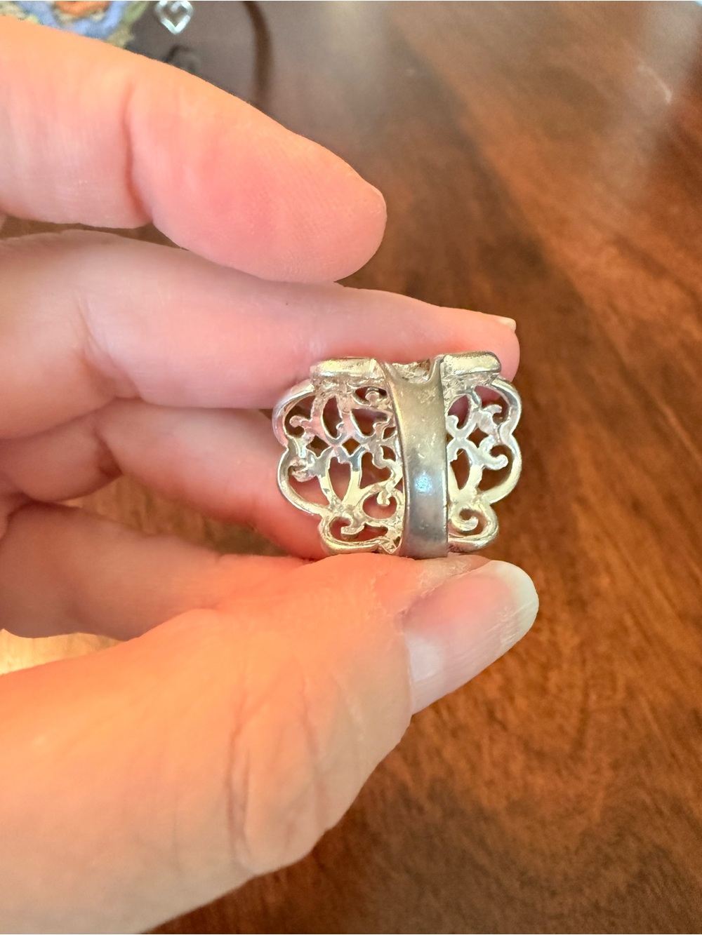 Silver Tone Filigree Statement Ring - Women's Silver Tone Fashion Band